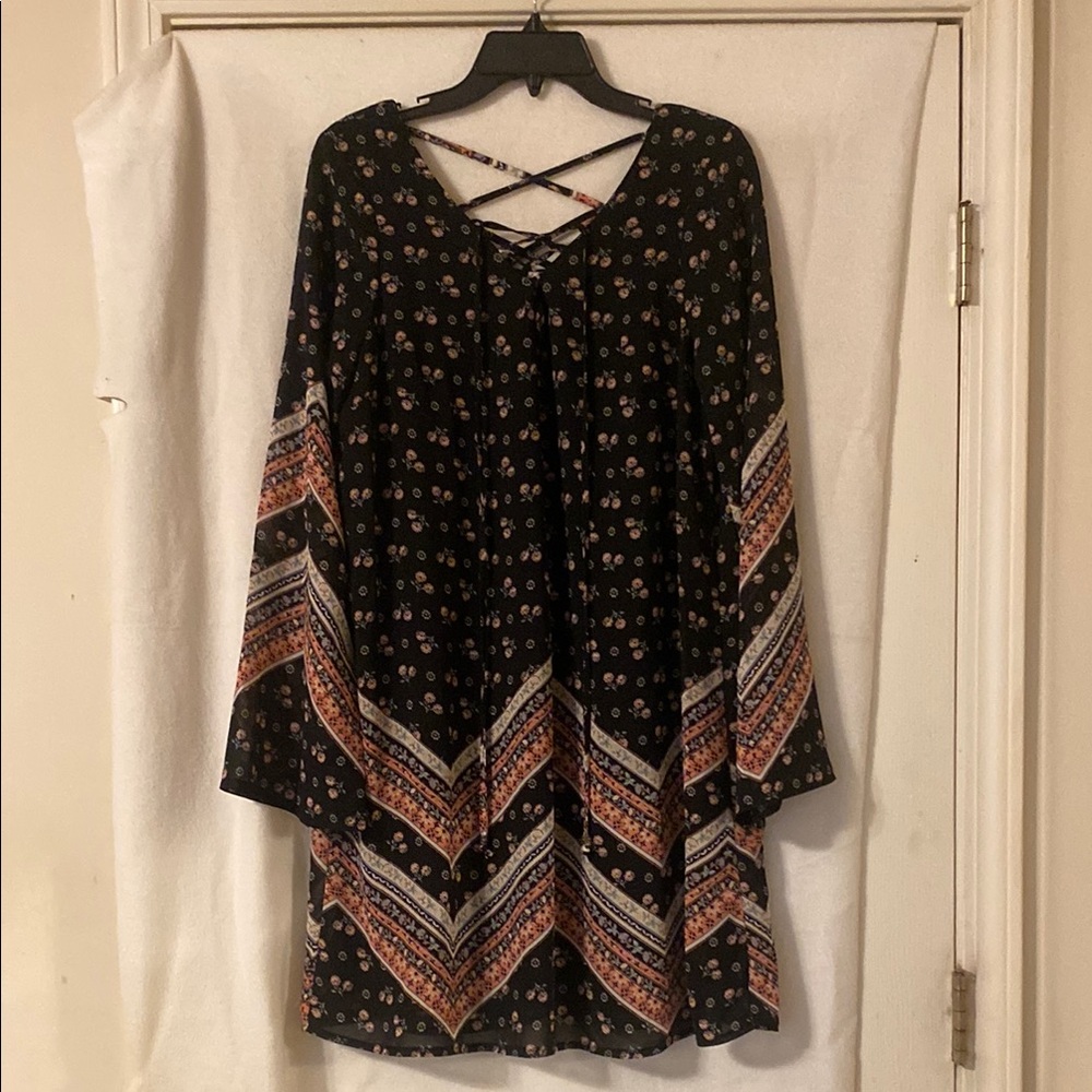 💫 Floral Boho Dress with Chevron Pattern